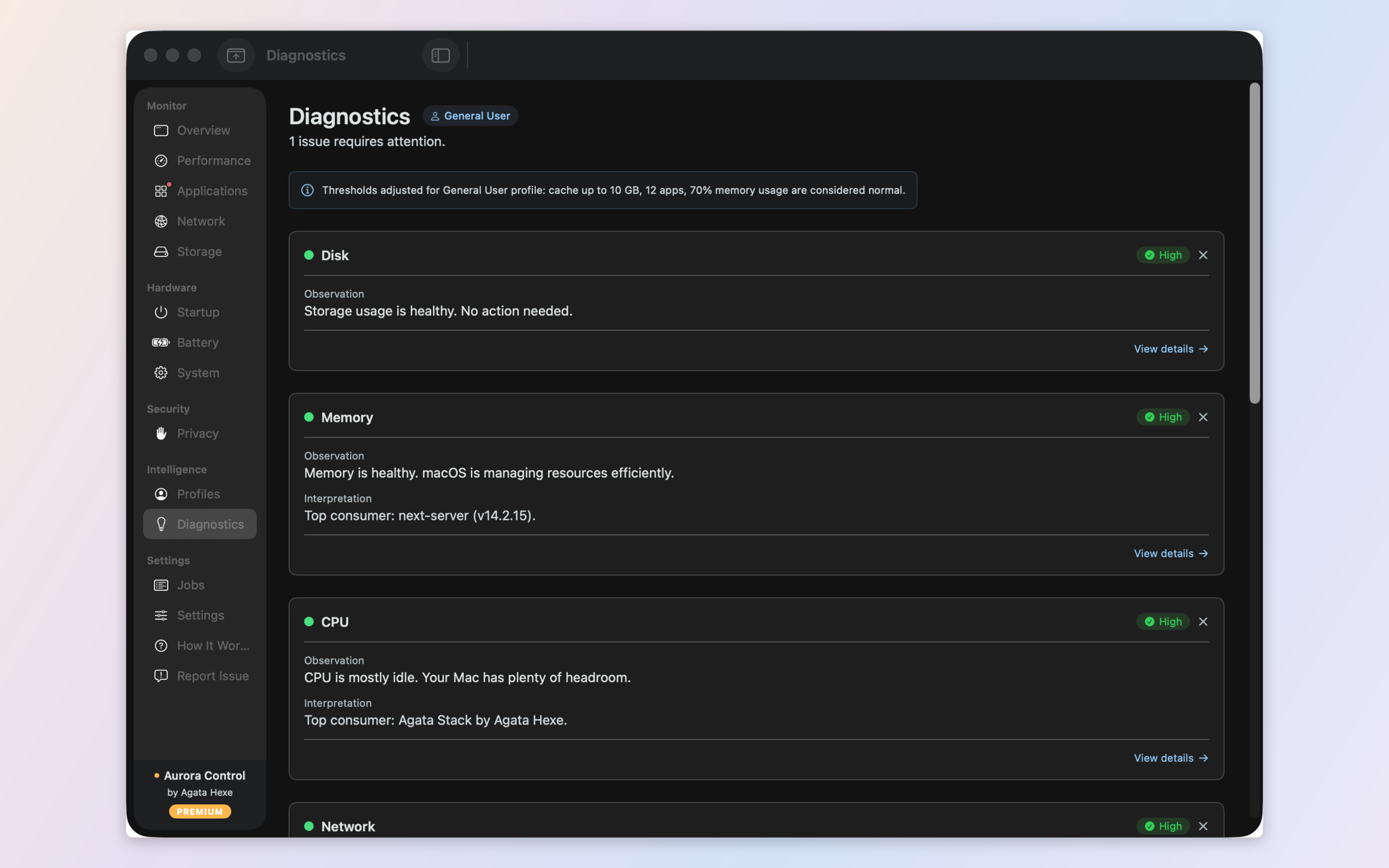 Insights — every finding explained as What happened, Why, and what to do, tuned to your profile