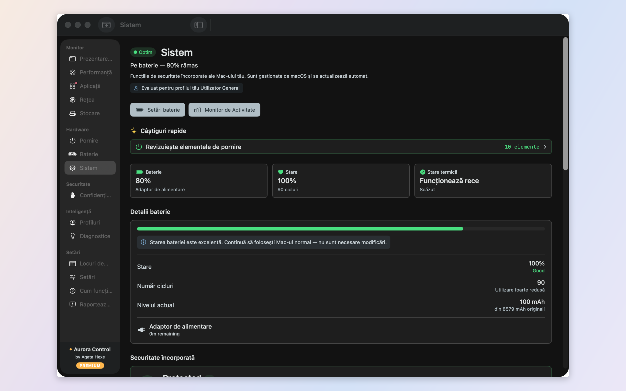 System and security — FileVault, XProtect, SIP and Secure Enclave status alongside hardware health